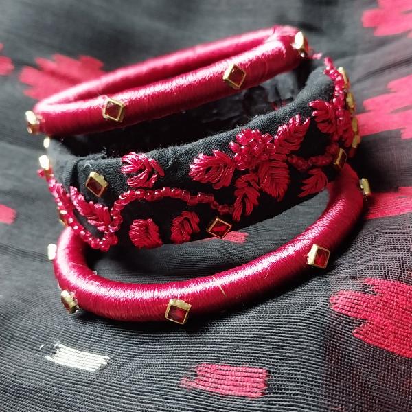 হাতের তৈরি লাল-কালো ডিজাইনার চুড়ি সেট – ঐতিহ্যবাহী ফ্যাশন জুয়েলারি