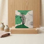 Hand-Painted Abstract Botanical Mini Canvas – "Emerald Fern"