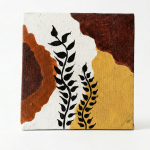 Original Hand-Painted Mini Canvas Art – Earthy Botanical Abstract (Warm Neutrals & Terracotta)