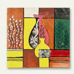 Artisan Hand-Painted Abstract Vases Canvas Painting