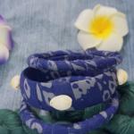 Handmade Blue Fabric Bangle Set with Shell Design – Stylish Ethnic Bracelet
