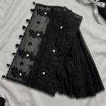 এলিগ্যান্ট কালো হাফ সিল্ক এমব্রয়ডারি শাড়ি (ফুলেল ডিজাইনসহ)